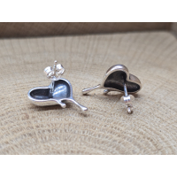 Echt zilveren oorbel stekers druipend hart